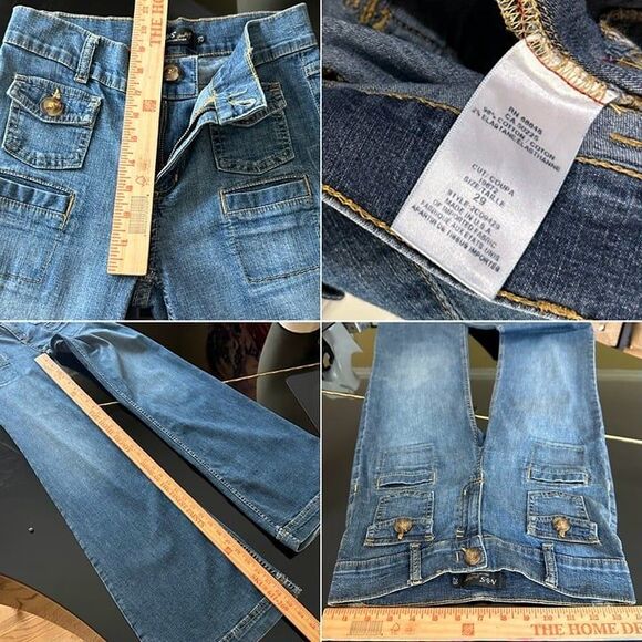 *RARE* VTG ABS Allen Schwartz Mid Rise Wide Leg Patch Pocket Trouser Jeans Y2K - Picture 11 of 11